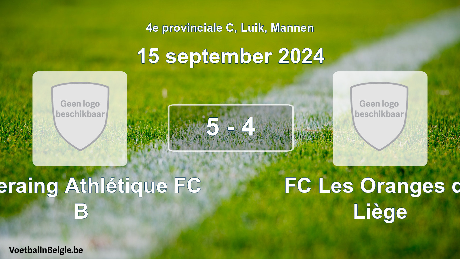 Gespeelde wedstrijd mannenvoetbal: R Seraing Athlétique FC B - FC Les Oranges de Liège 5 - 4 (15 september 2024)