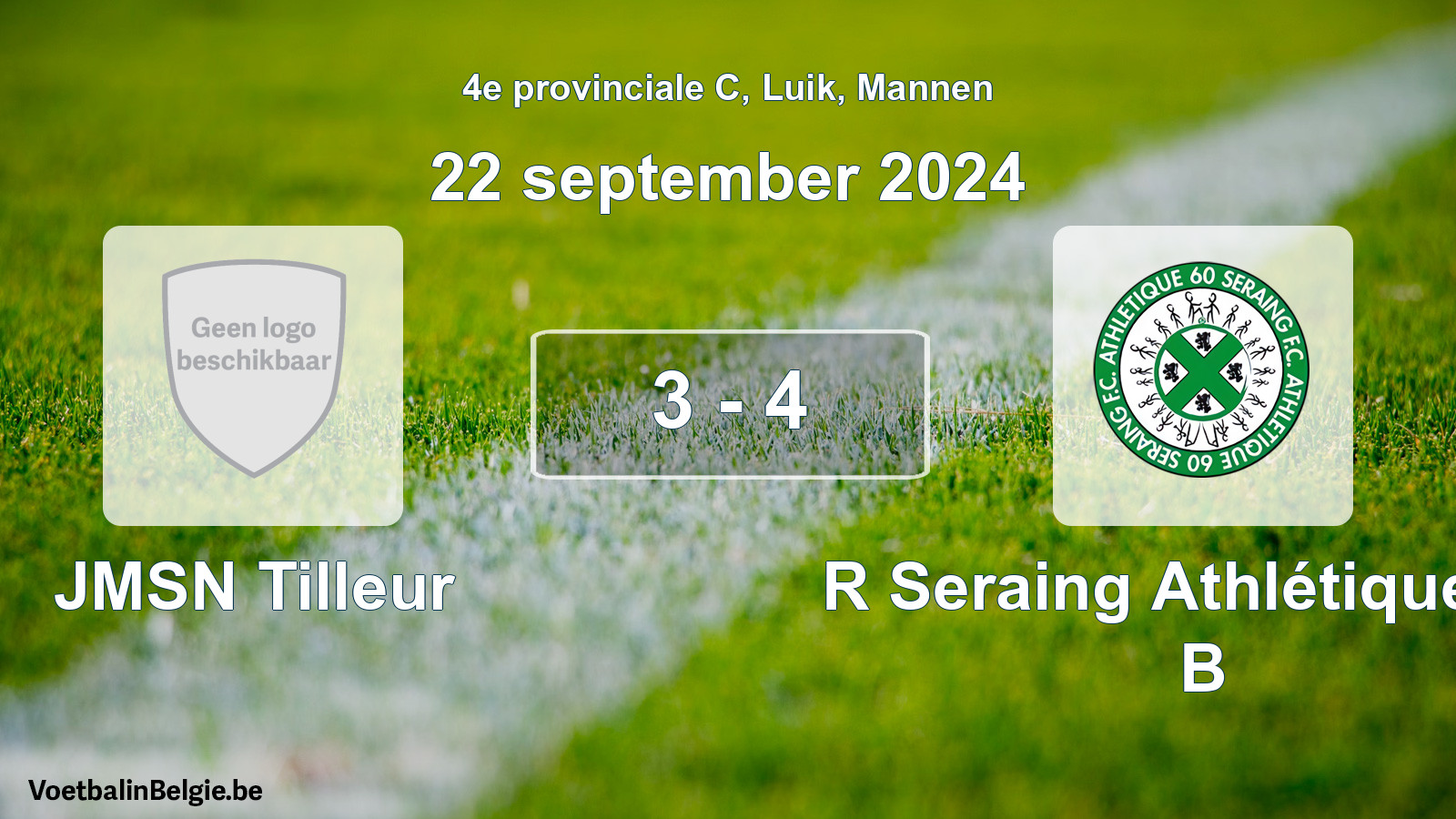 Gespeelde wedstrijd mannenvoetbal: JMSN Tilleur - R Seraing Athlétique FC B 3 - 4 (22 september 2024)