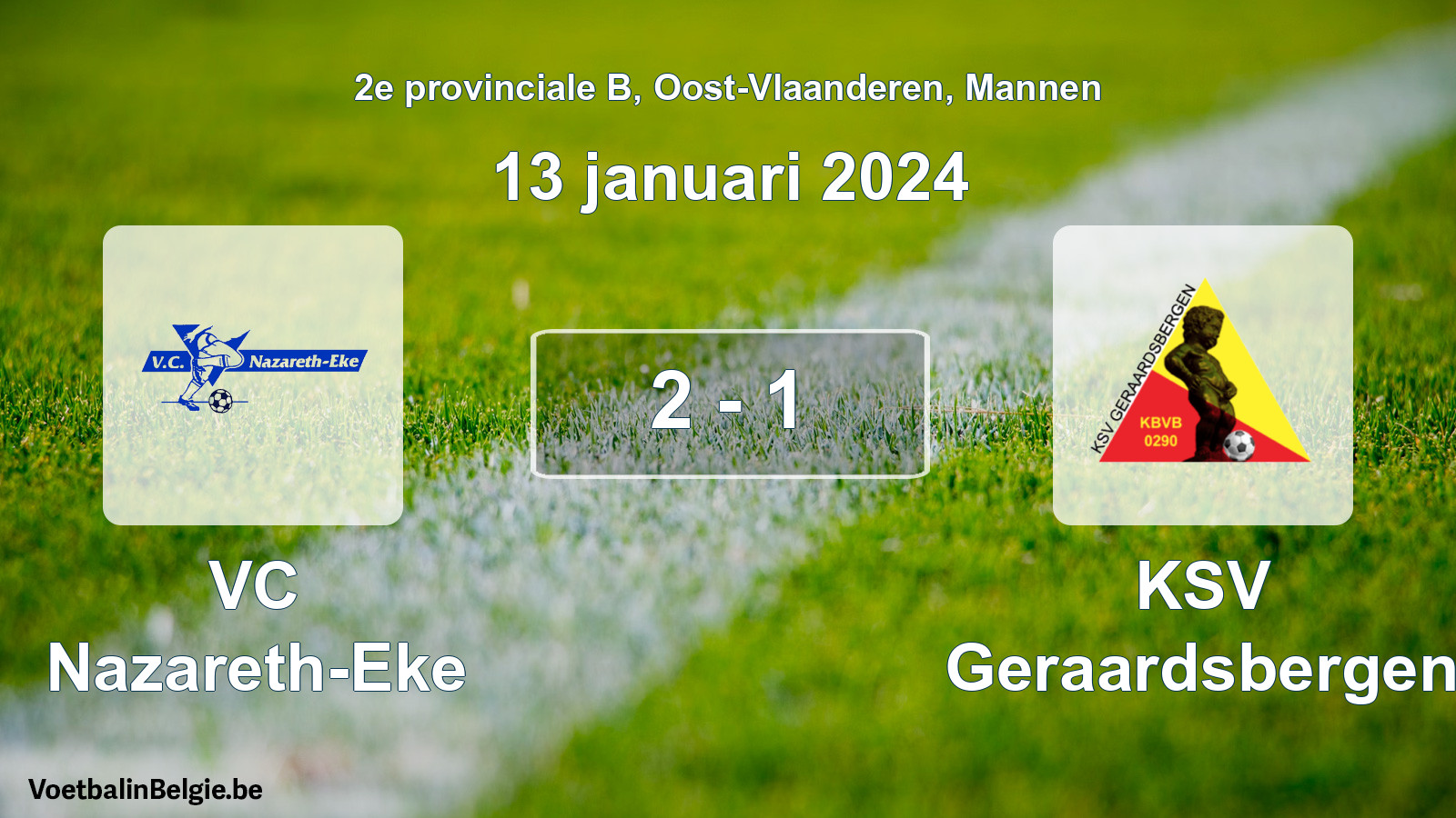 Gespeelde wedstrijd mannenvoetbal: VC Nazareth-Eke - KSV Geraardsbergen 2 - 1 (13 januari 2024)