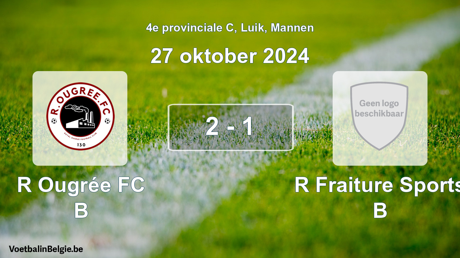 Gespeelde wedstrijd mannenvoetbal: R Ougrée FC B - R Fraiture Sports B 2 - 1 (27 oktober 2024)