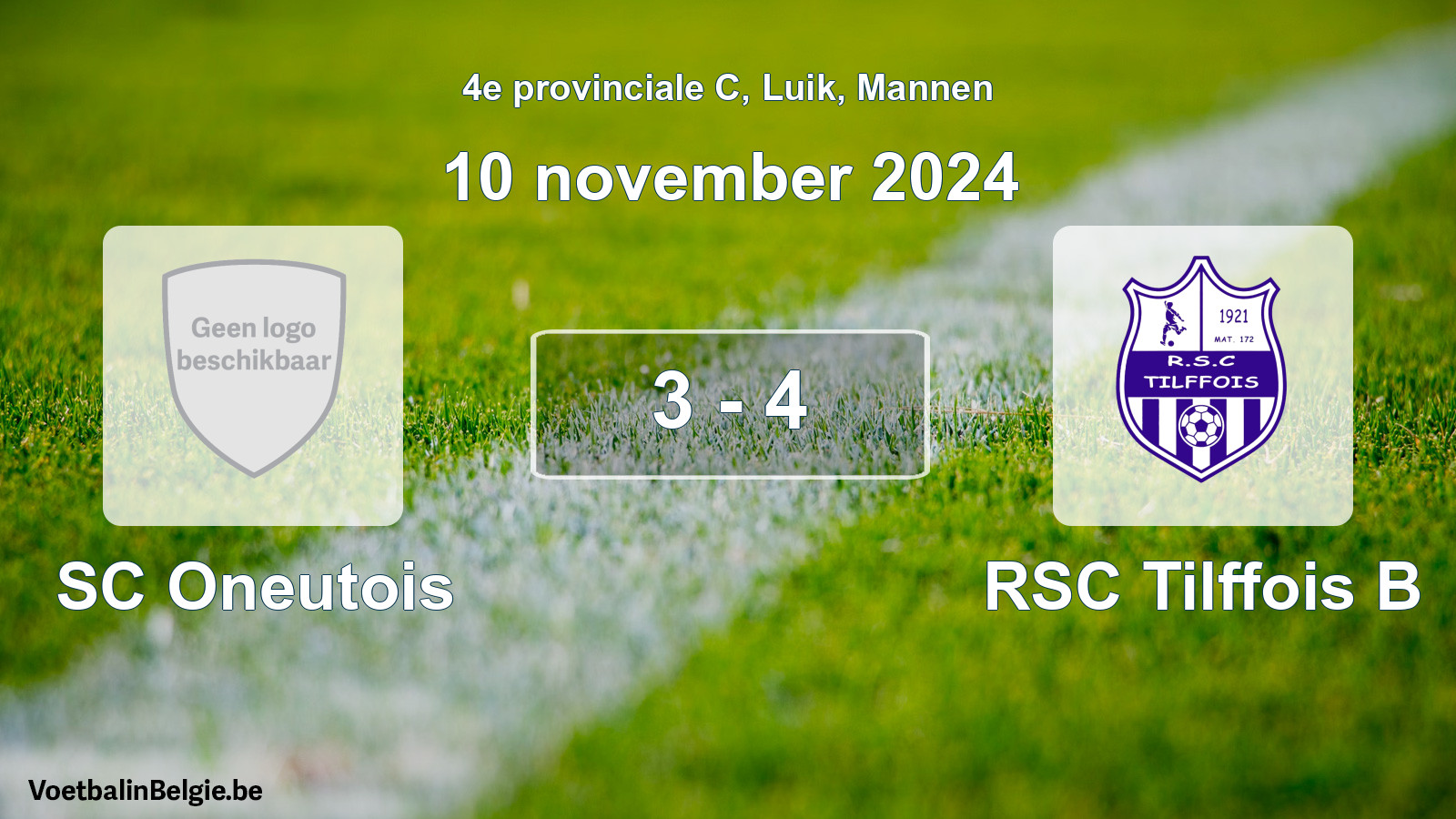 Gespeelde wedstrijd mannenvoetbal: SC Oneutois - RSC Tilffois B 3 - 4 (10 november 2024)