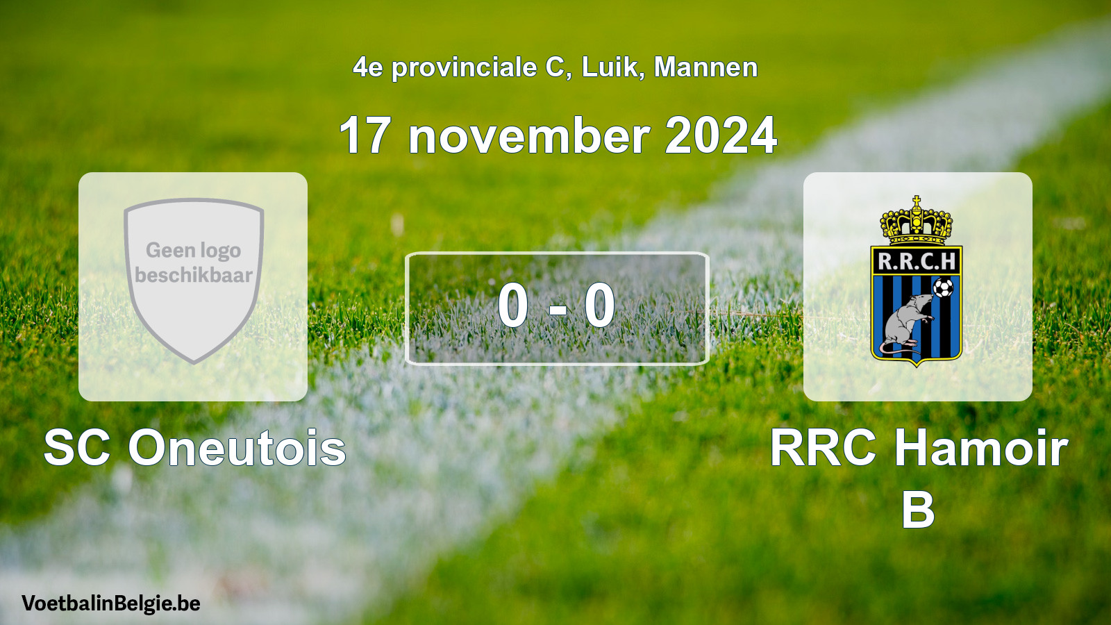 Gespeelde wedstrijd mannenvoetbal: SC Oneutois - RRC Hamoir B 0 - 0 (17 november 2024)