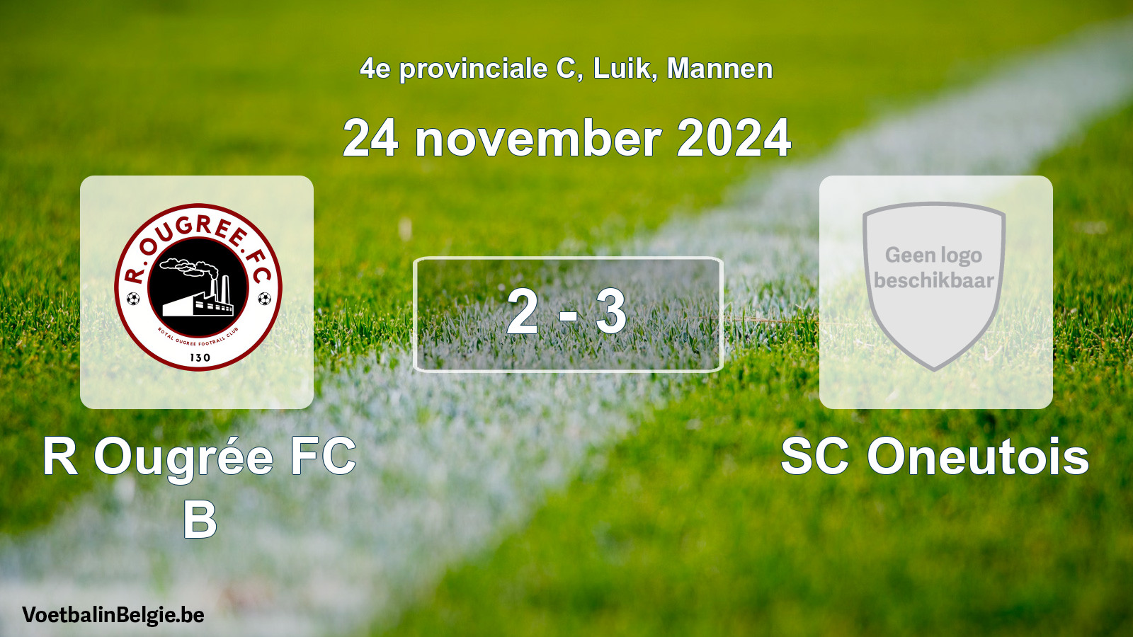 Gespeelde wedstrijd mannenvoetbal: R Ougrée FC B - SC Oneutois 2 - 3 (24 november 2024)