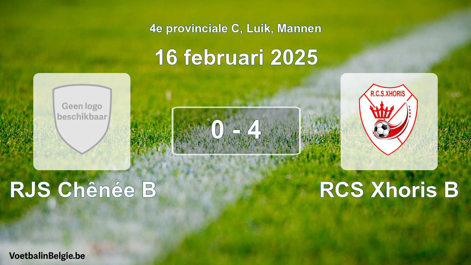 Gespeelde wedstrijd mannenvoetbal: RJS Chênée B - RCS Xhoris B 0 - 4 (16 februari 2025)