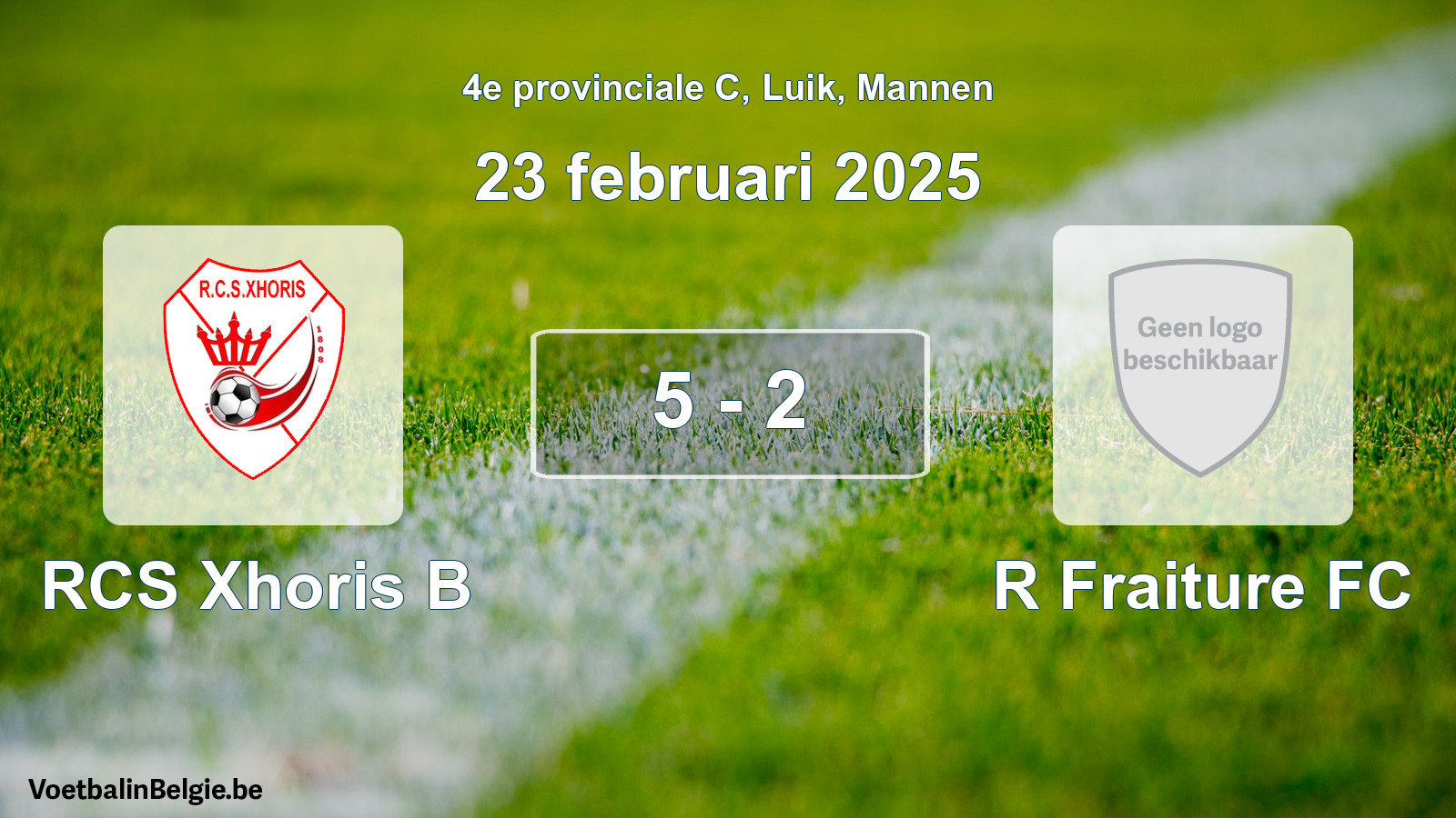 Gespeelde wedstrijd mannenvoetbal: RCS Xhoris B - R Fraiture FC 5 - 2 (23 februari 2025)
