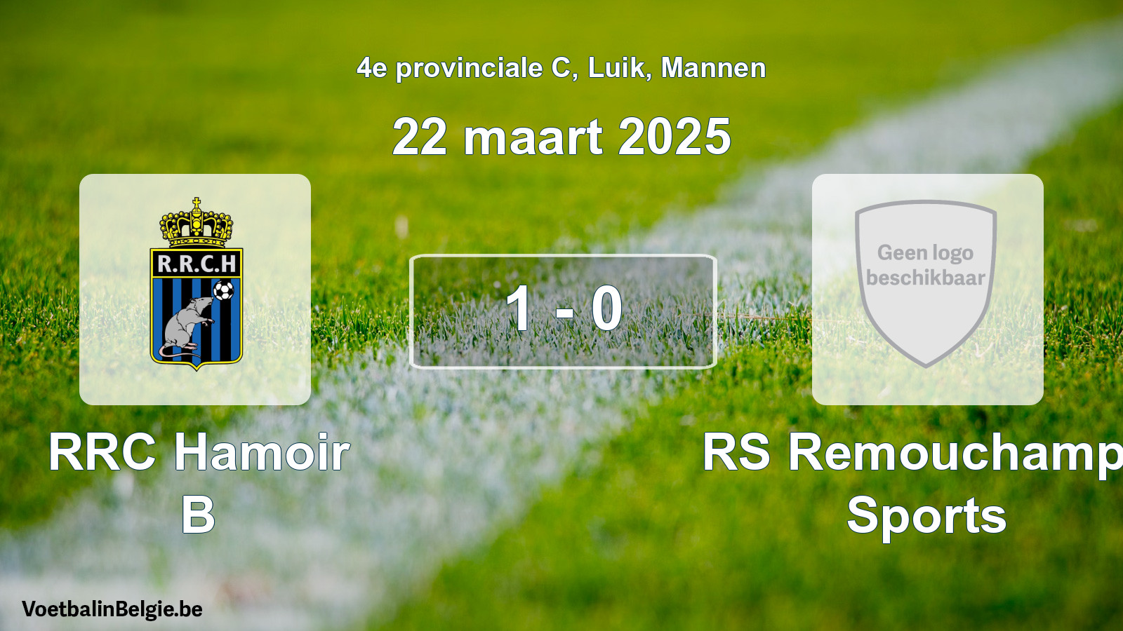 Gespeelde wedstrijd mannenvoetbal: RRC Hamoir B - RS Remouchamps Sports 1 - 0 (22 maart 2025)