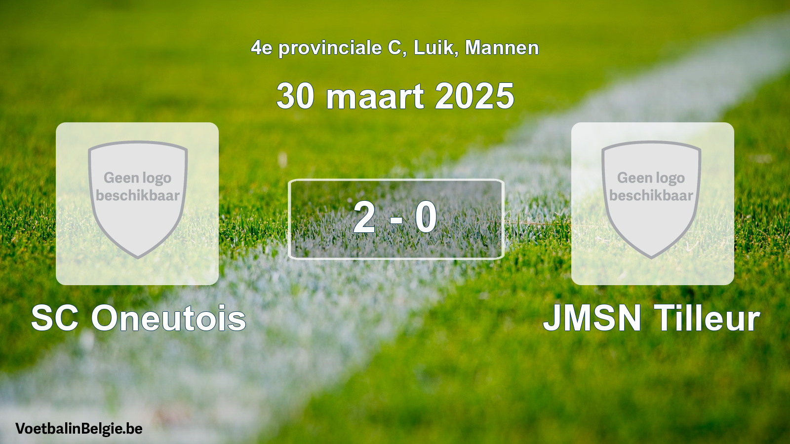 Gespeelde wedstrijd mannenvoetbal: SC Oneutois - JMSN Tilleur 2 - 0 (30 maart 2025)
