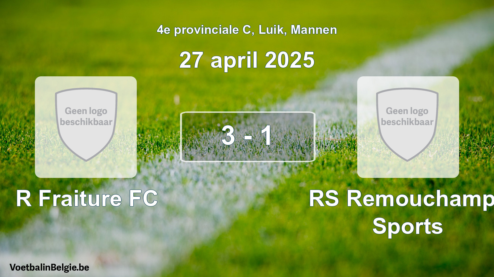 Gespeelde wedstrijd mannenvoetbal: R Fraiture FC - RS Remouchamps Sports 3 - 1 (27 april 2025)