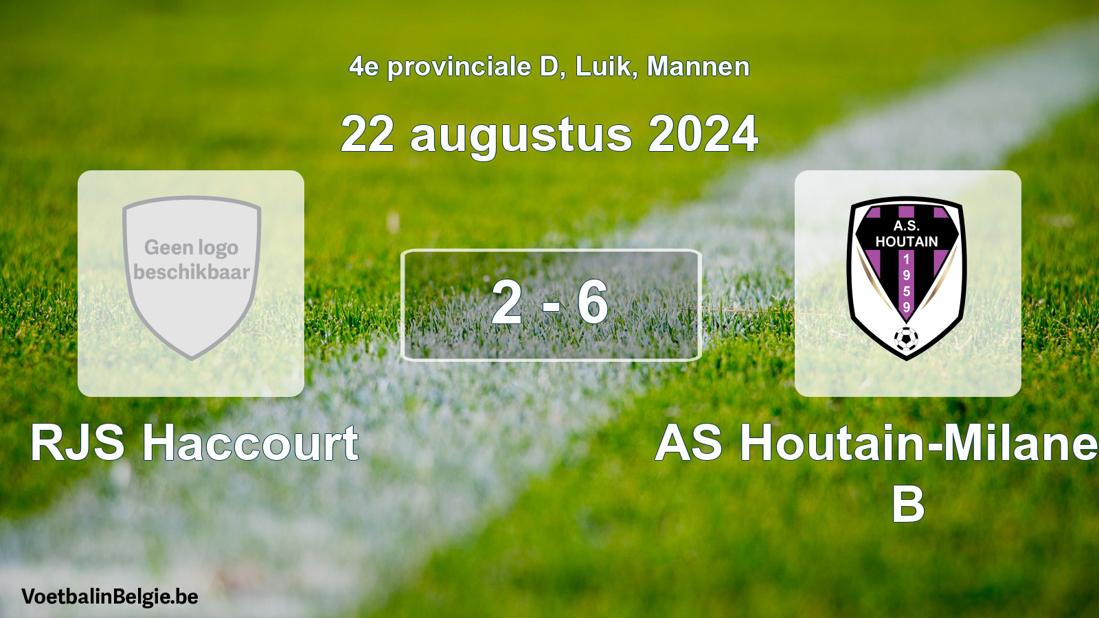 Gespeelde wedstrijd mannenvoetbal: RJS Haccourt - AS Houtain-Milanello B 2 - 6 (22 augustus 2024)