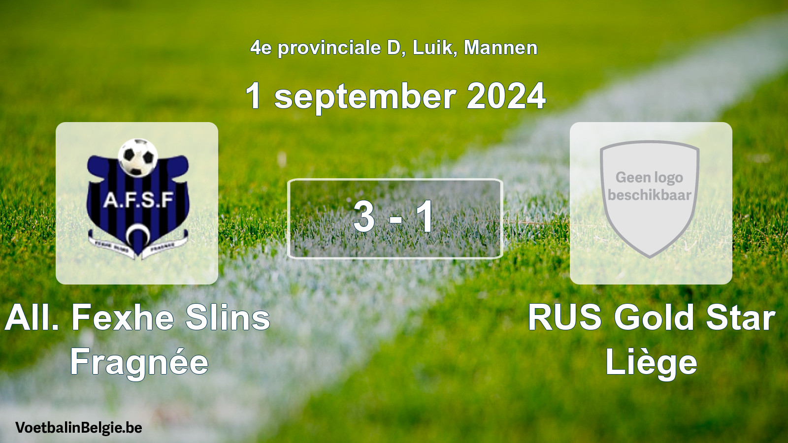 Gespeelde wedstrijd mannenvoetbal: All. Fexhe Slins Fragnée - RUS Gold Star Liège 3 - 1 (1 september 2024)