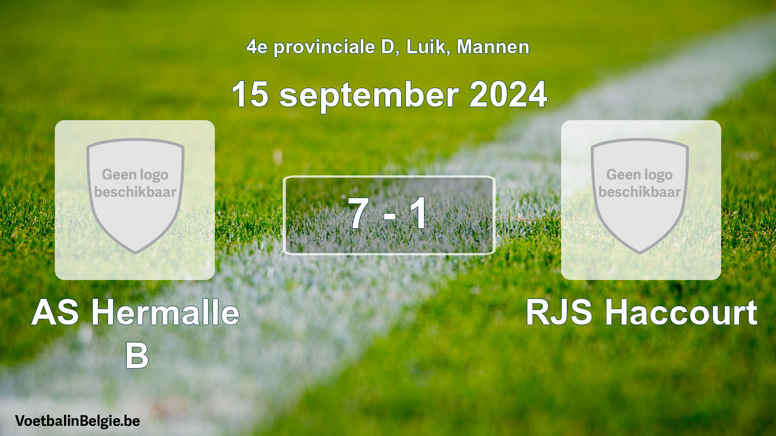 Gespeelde wedstrijd mannenvoetbal: AS Hermalle B - RJS Haccourt 7 - 1 (15 september 2024)