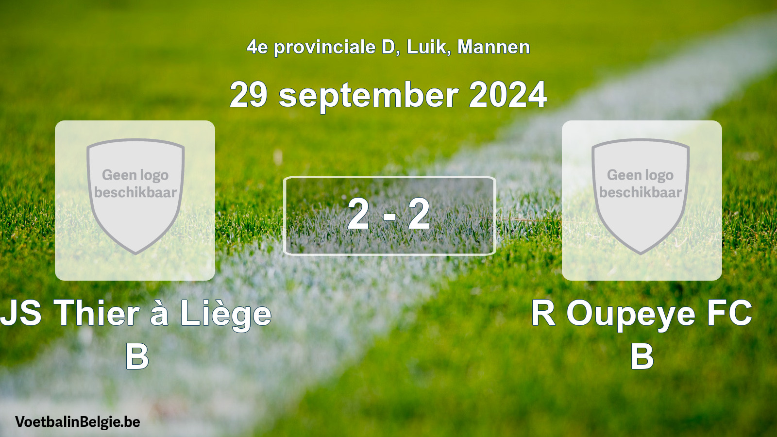 Gespeelde wedstrijd mannenvoetbal: JS Thier à Liège B - R Oupeye FC B 2 - 2 (29 september 2024)