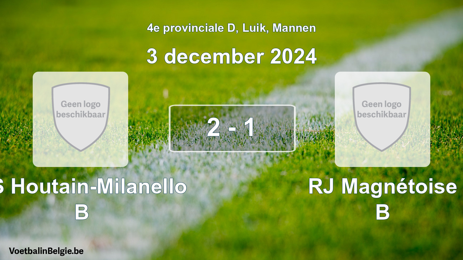 Gespeelde wedstrijd mannenvoetbal: AS Houtain-Milanello B - RJ Magnétoise B 2 - 1 (3 december 2024)