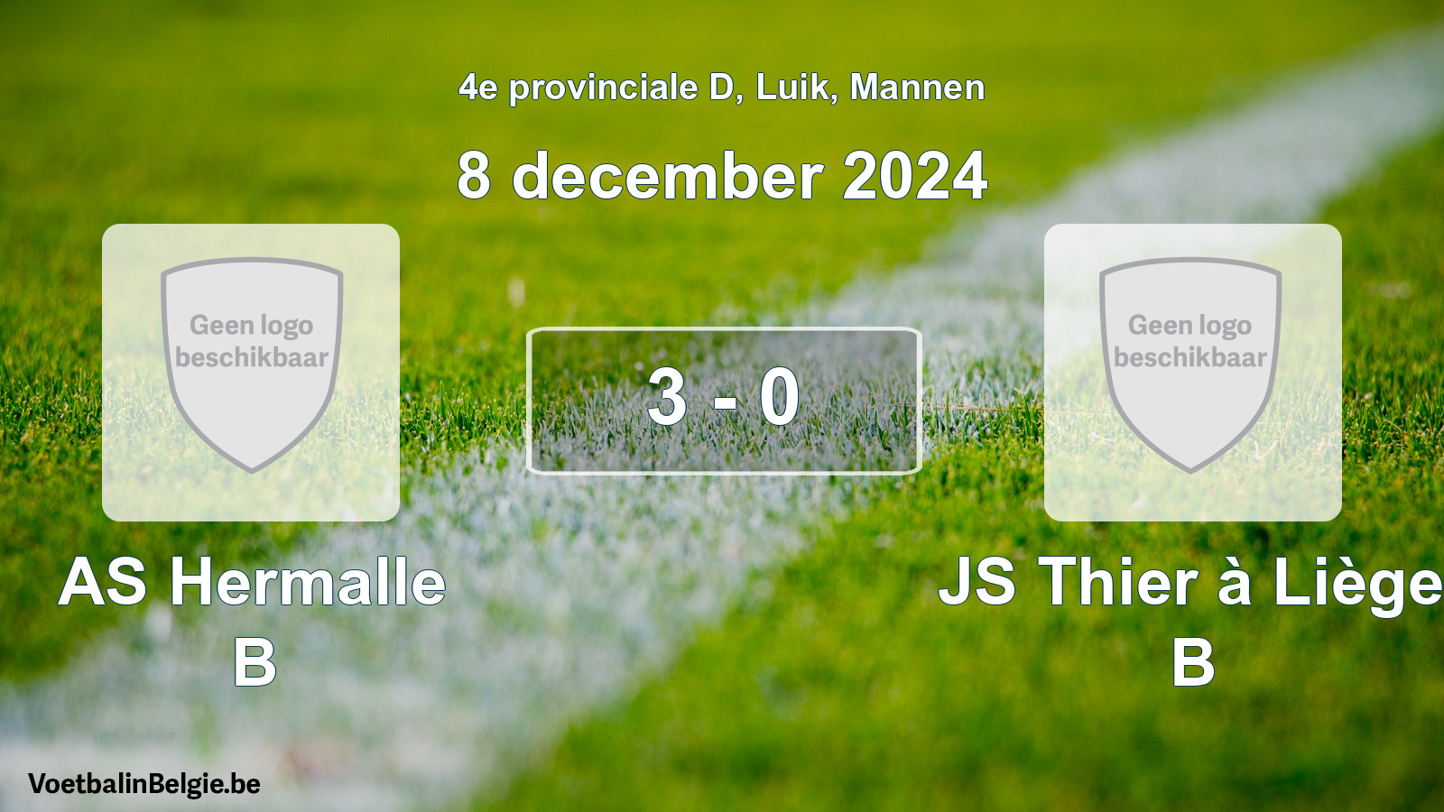 Gespeelde wedstrijd mannenvoetbal: AS Hermalle B - JS Thier à Liège B 3 - 0 (8 december 2024)