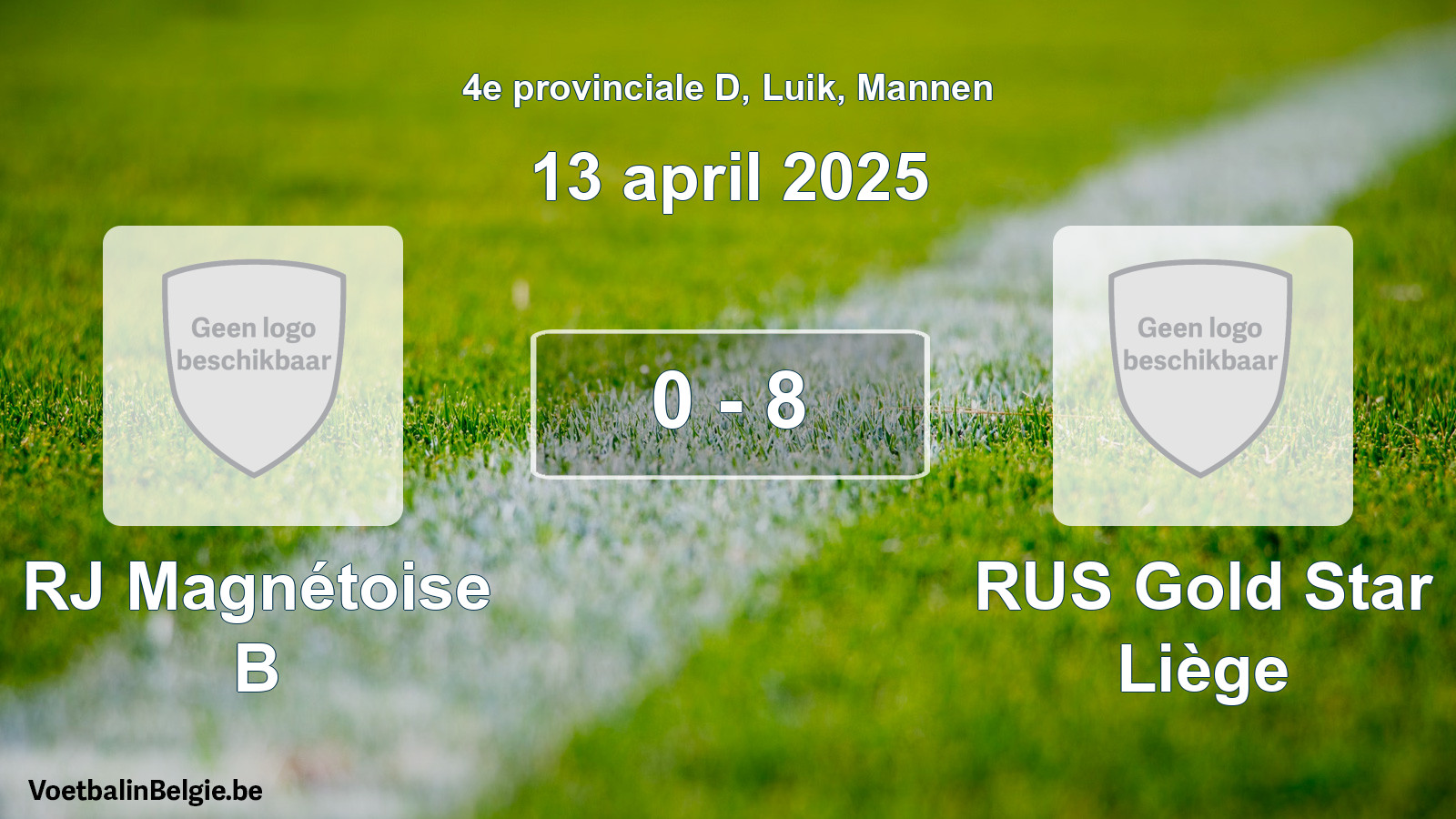 Gespeelde wedstrijd mannenvoetbal: RJ Magnétoise B - RUS Gold Star Liège 0 - 8 (13 april 2025)