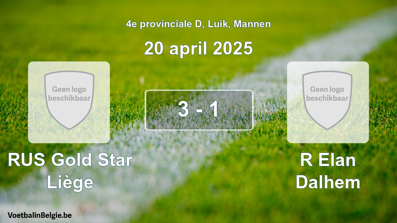 Gespeelde wedstrijd mannenvoetbal: RUS Gold Star Liège - R Elan Dalhem 3 - 1 (20 april 2025)