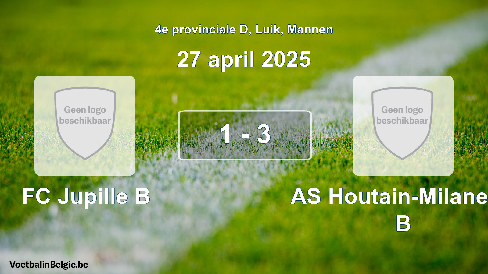 Gespeelde wedstrijd mannenvoetbal: FC Jupille B - AS Houtain-Milanello B 1 - 3 (27 april 2025)