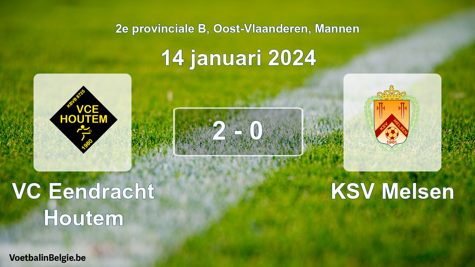 Gespeelde wedstrijd mannenvoetbal: VC Eendracht Houtem - KSV Melsen 2 - 0 (14 januari 2024)