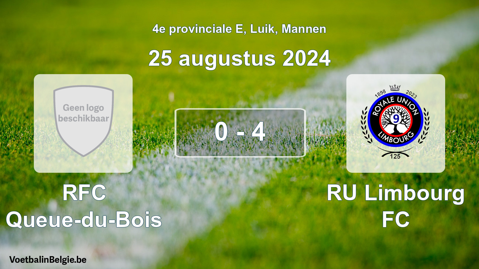 Gespeelde wedstrijd mannenvoetbal: RFC Queue-du-Bois - RU Limbourg FC 0 - 4 (25 augustus 2024)