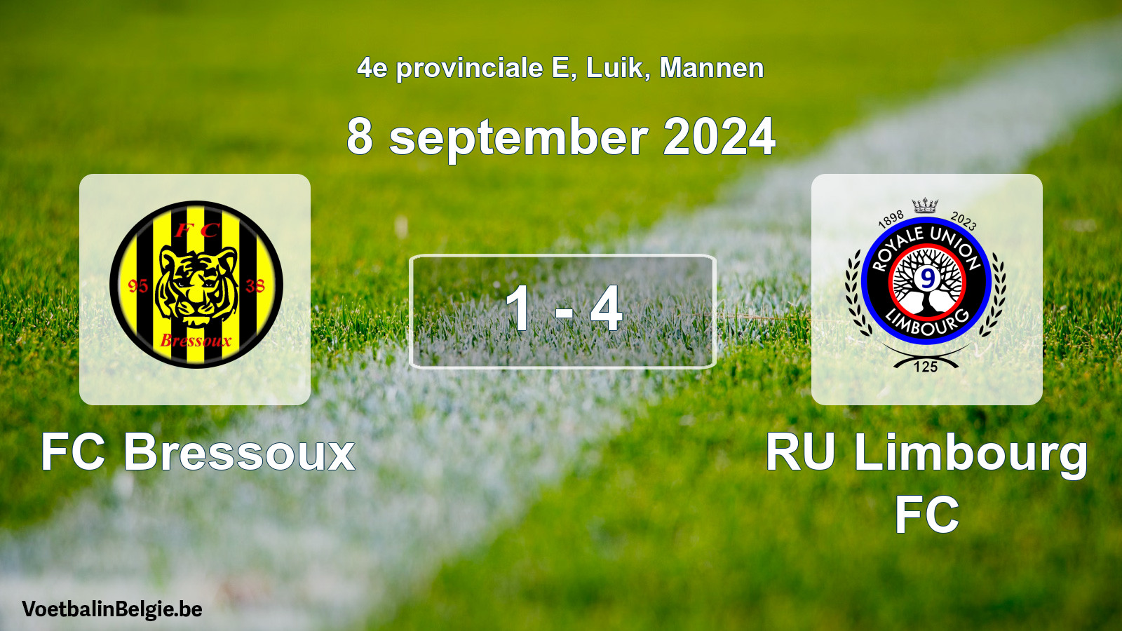 Gespeelde wedstrijd mannenvoetbal: FC Bressoux - RU Limbourg FC 1 - 4 (8 september 2024)