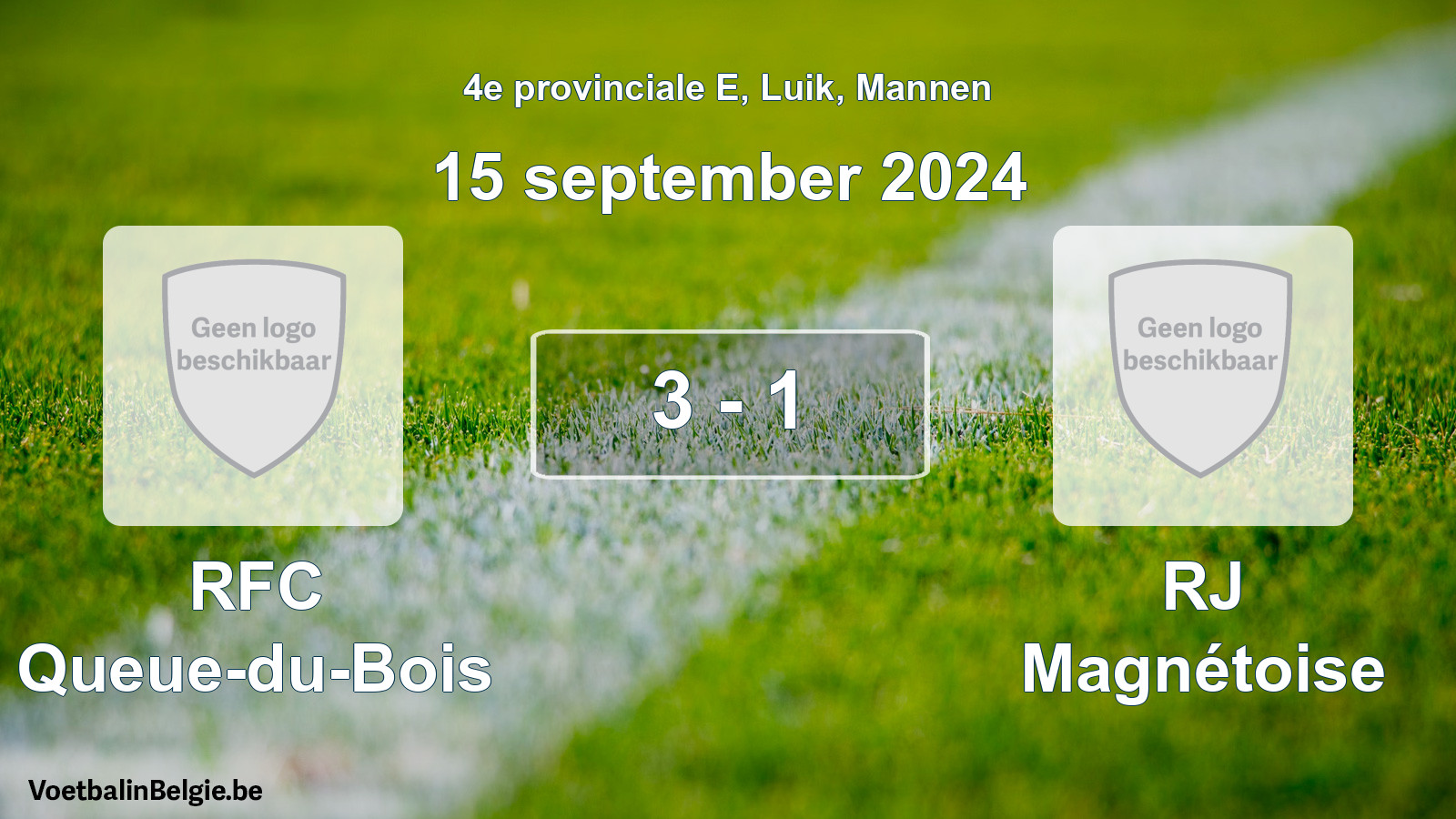 Gespeelde wedstrijd mannenvoetbal: RFC Queue-du-Bois - RJ Magnétoise 3 - 1 (15 september 2024)