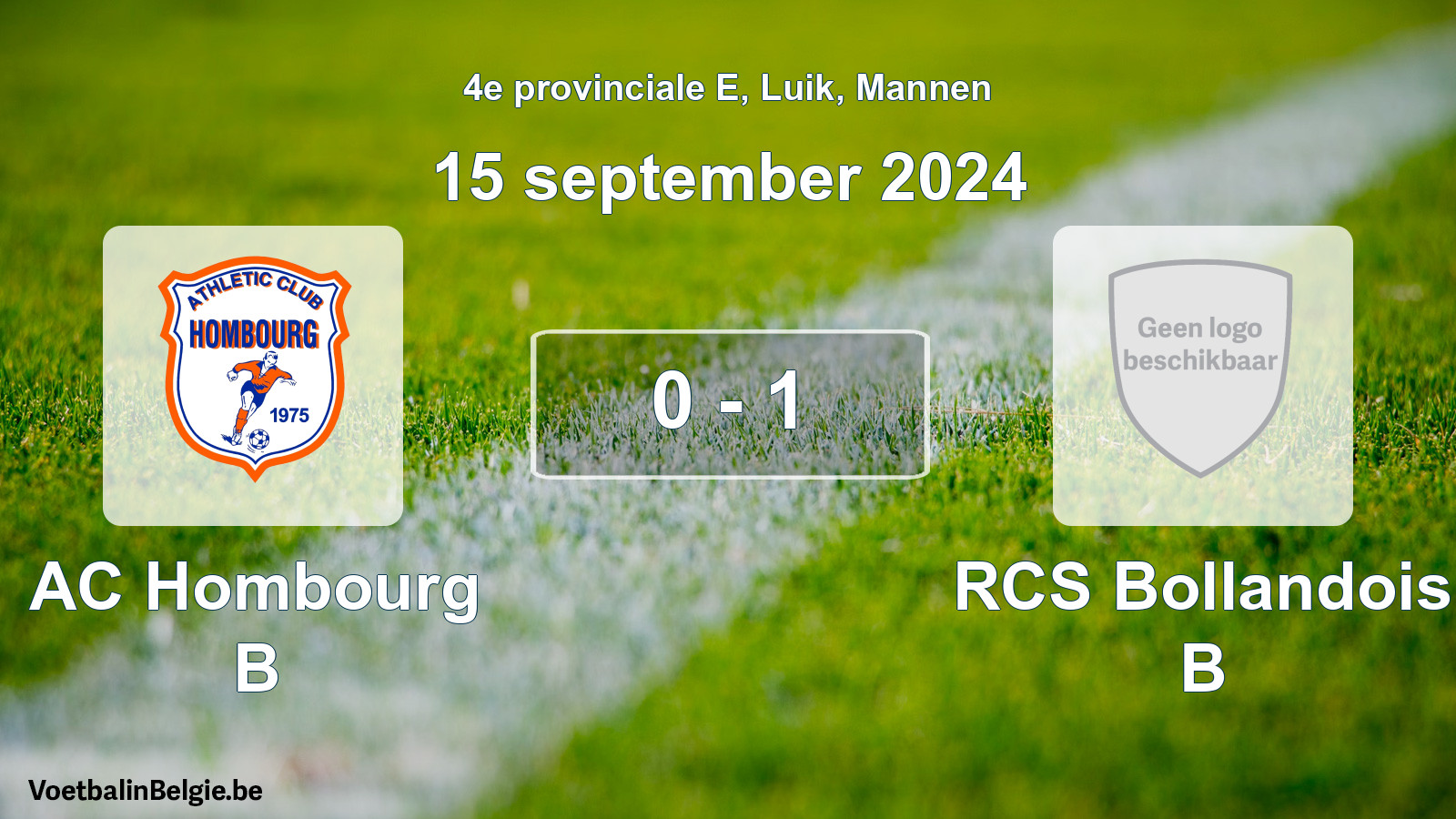 Gespeelde wedstrijd mannenvoetbal: AC Hombourg B - RCS Bollandois B 0 - 1 (15 september 2024)