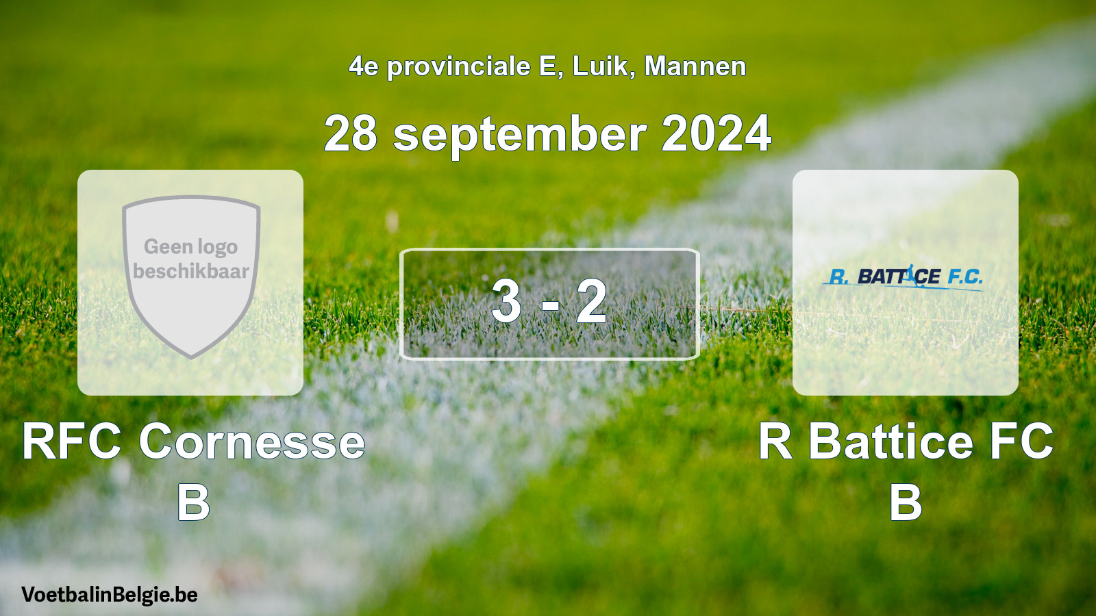 Gespeelde wedstrijd mannenvoetbal: RFC Cornesse B - R Battice FC B 3 - 2 (28 september 2024)