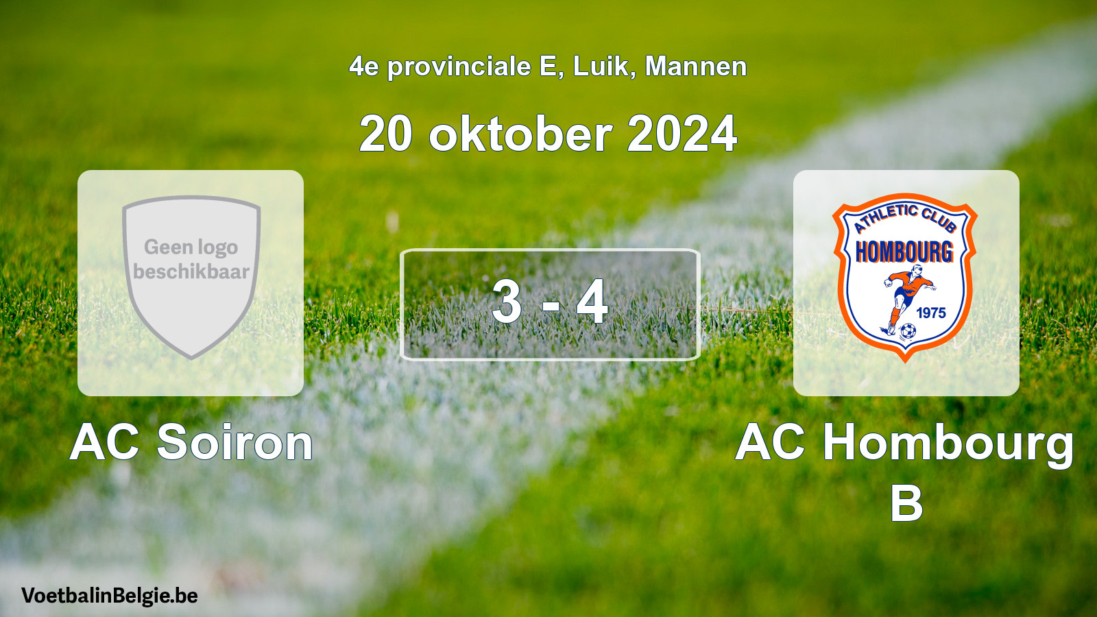 Gespeelde wedstrijd mannenvoetbal: AC Soiron - AC Hombourg B 3 - 4 (20 oktober 2024)