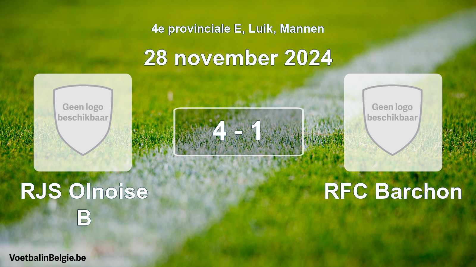 Gespeelde wedstrijd mannenvoetbal: RJS Olnoise B - RFC Barchon 4 - 1 (28 november 2024)