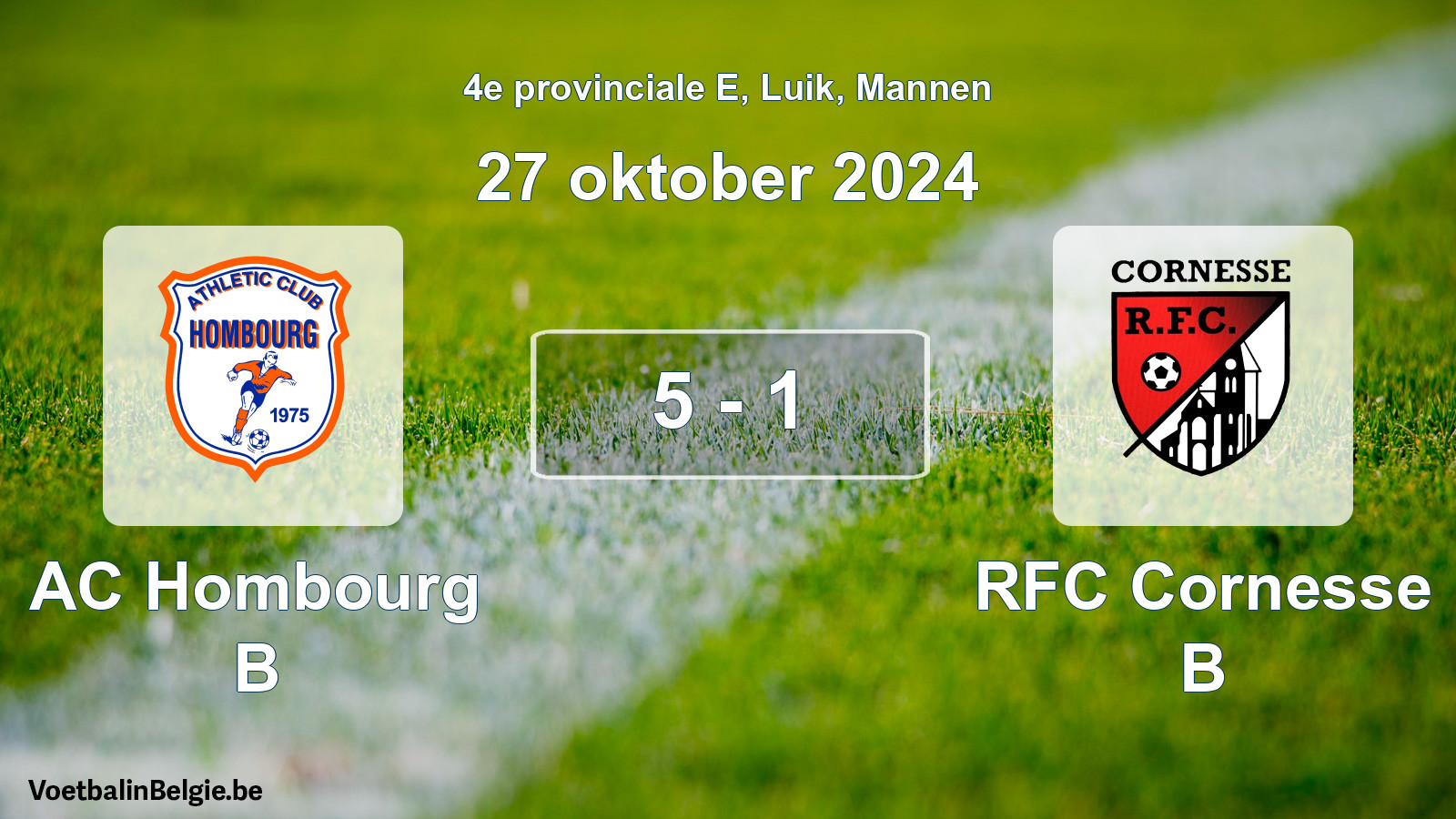 Match joué football hommes: AC Hombourg B - RFC Cornesse B 5 - 1 (27 octobre 2024)