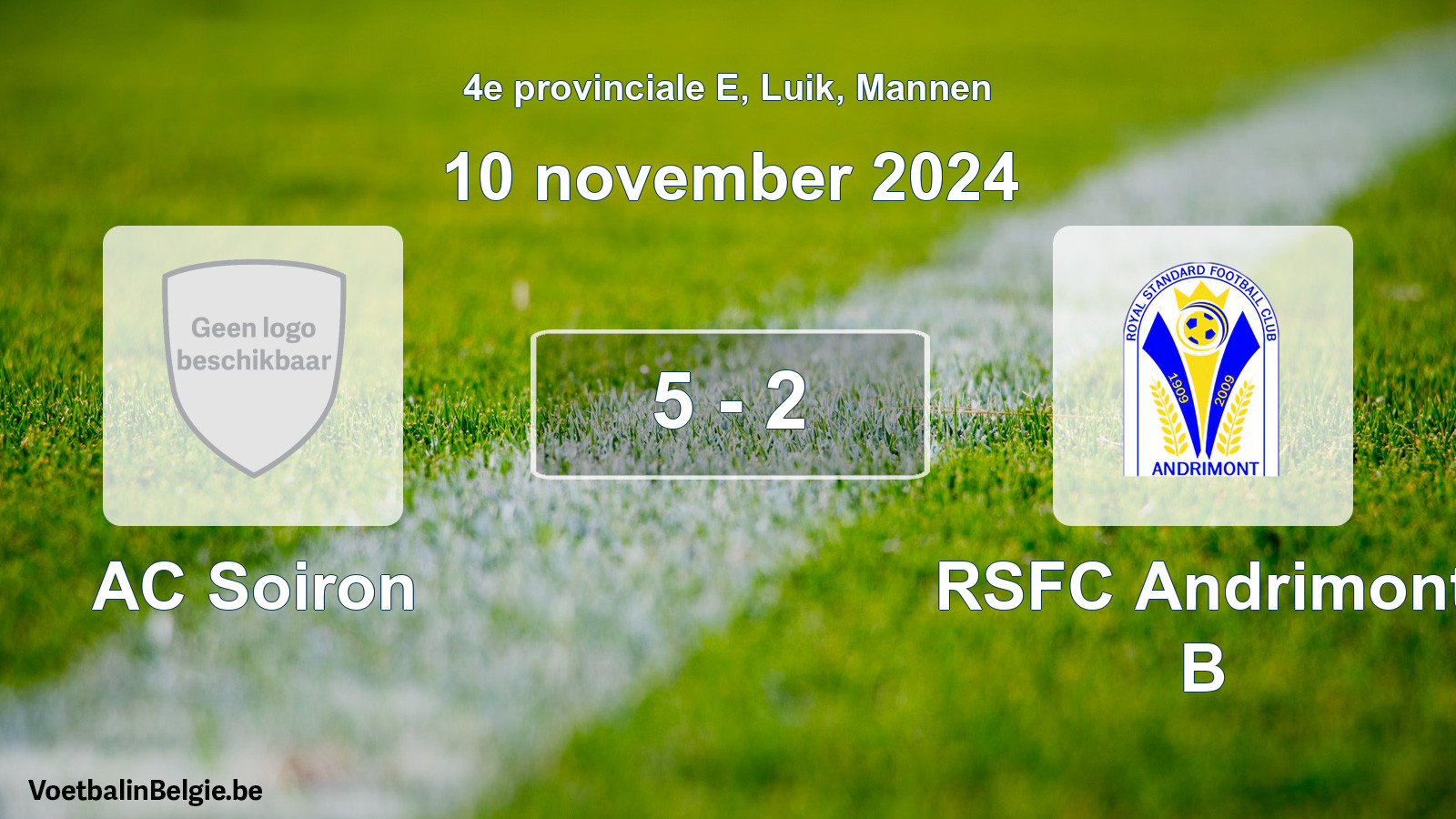 Gespeelde wedstrijd mannenvoetbal: AC Soiron - RSFC Andrimont B 5 - 2 (10 november 2024)