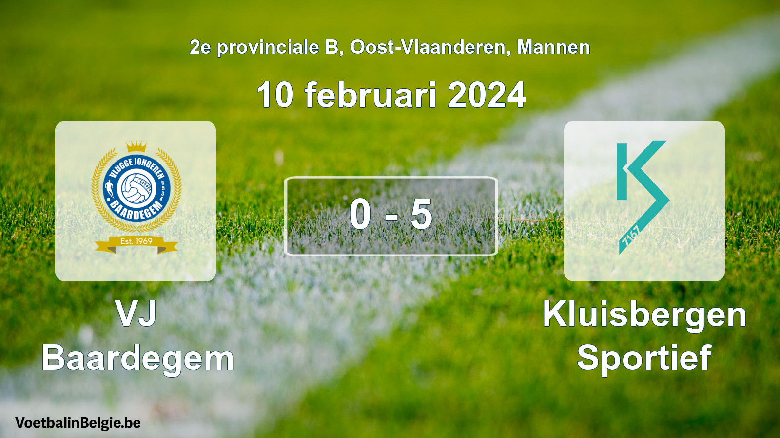 Gespeelde wedstrijd mannenvoetbal: VJ Baardegem - Kluisbergen Sportief 0 - 5 (10 februari 2024)