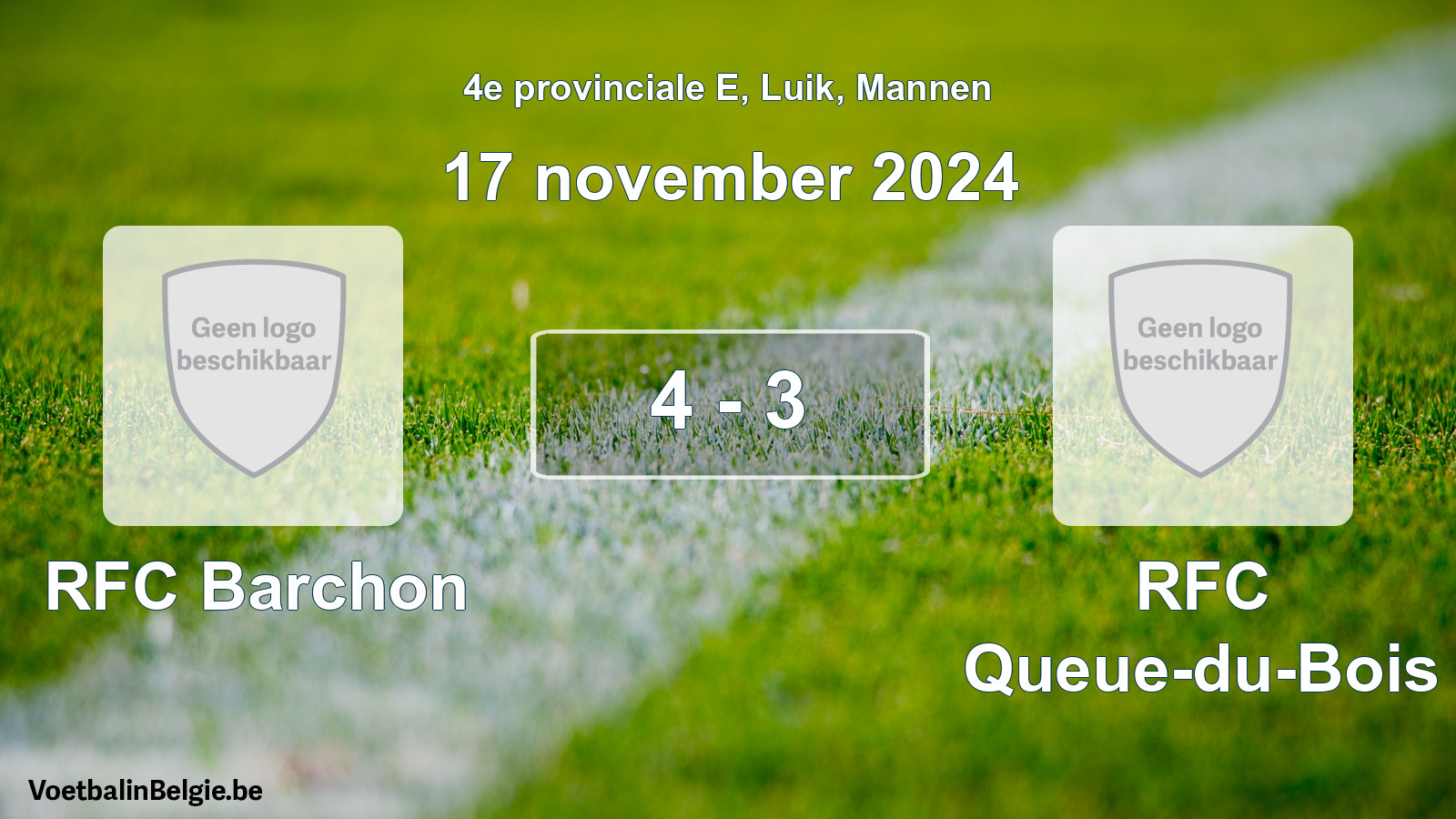 Gespeelde wedstrijd mannenvoetbal: RFC Barchon - RFC Queue-du-Bois 4 - 3 (17 november 2024)
