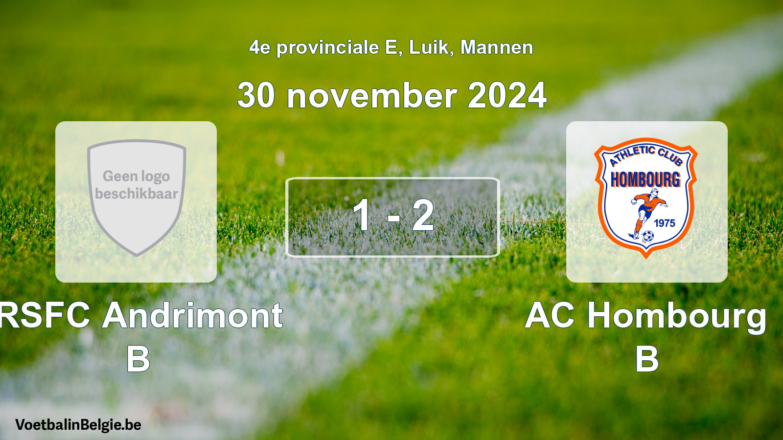 Gespeelde wedstrijd mannenvoetbal: RSFC Andrimont B - AC Hombourg B 1 - 2 (30 november 2024)