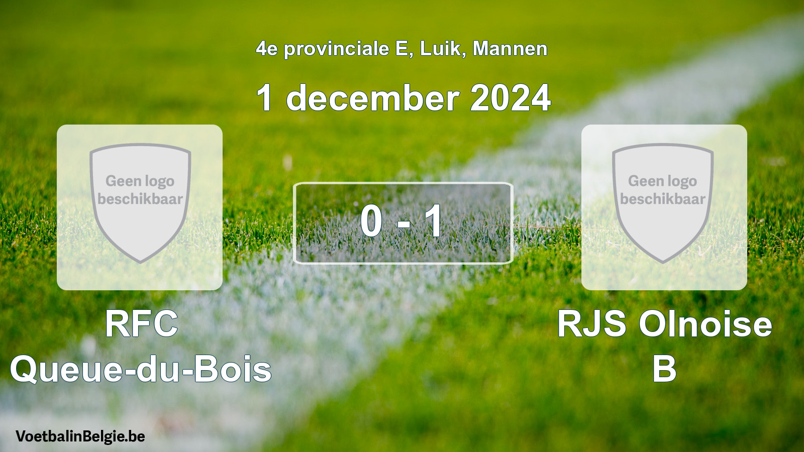 Gespeelde wedstrijd mannenvoetbal: RFC Queue-du-Bois - RJS Olnoise B 0 - 1 (1 december 2024)