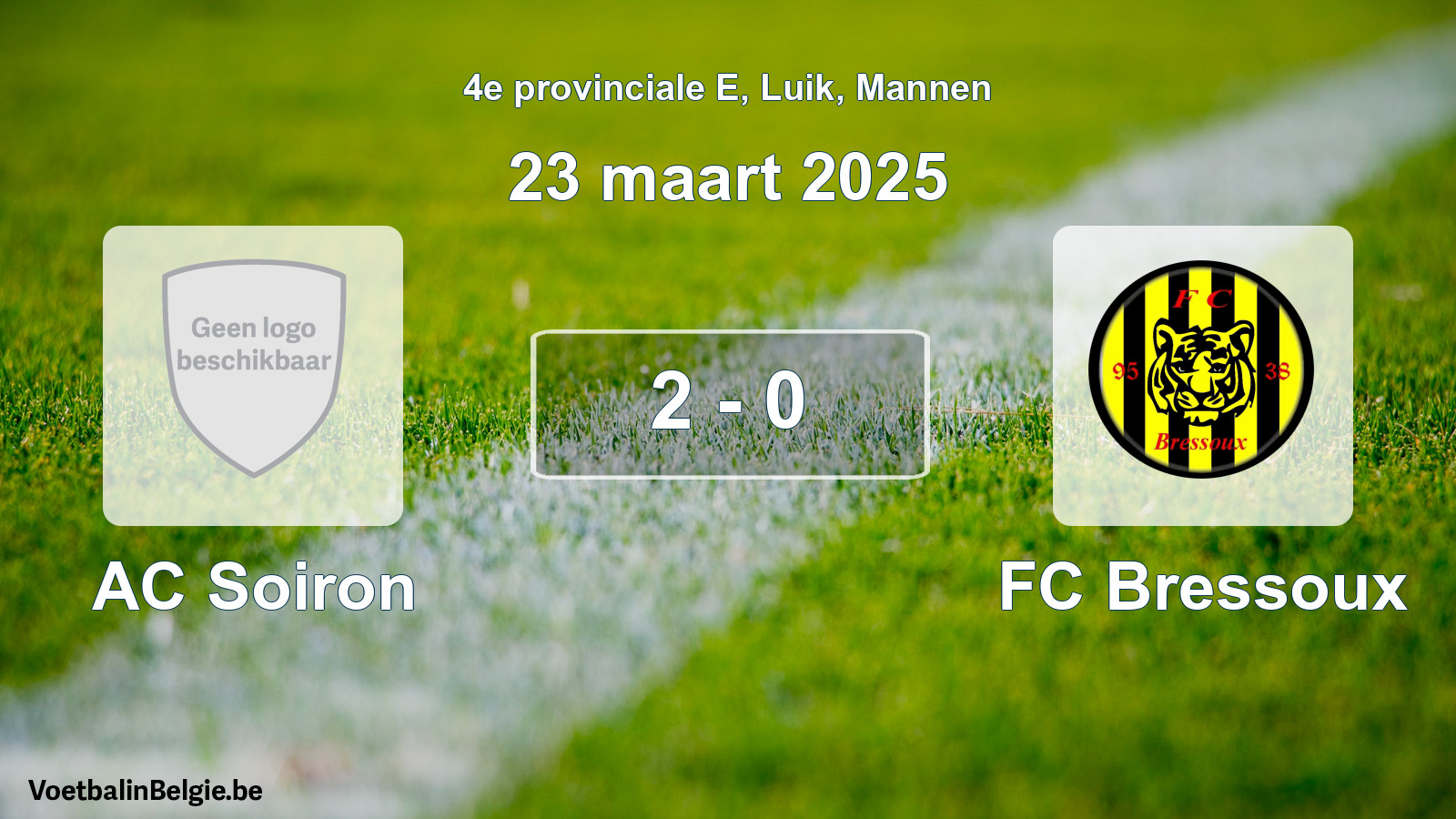 Gespeelde wedstrijd mannenvoetbal: AC Soiron - FC Bressoux 2 - 0 (23 maart 2025)