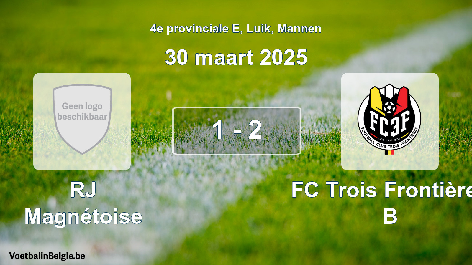 Gespeelde wedstrijd mannenvoetbal: RJ Magnétoise - FC Trois Frontières B 1 - 2 (30 maart 2025)