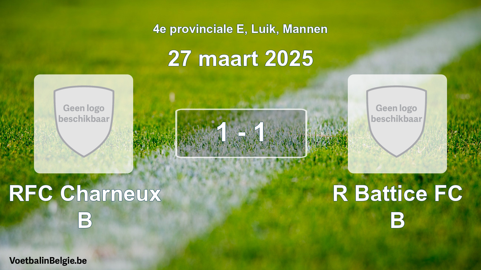 Gespeelde wedstrijd mannenvoetbal: RFC Charneux B - R Battice FC B 1 - 1 (27 maart 2025)