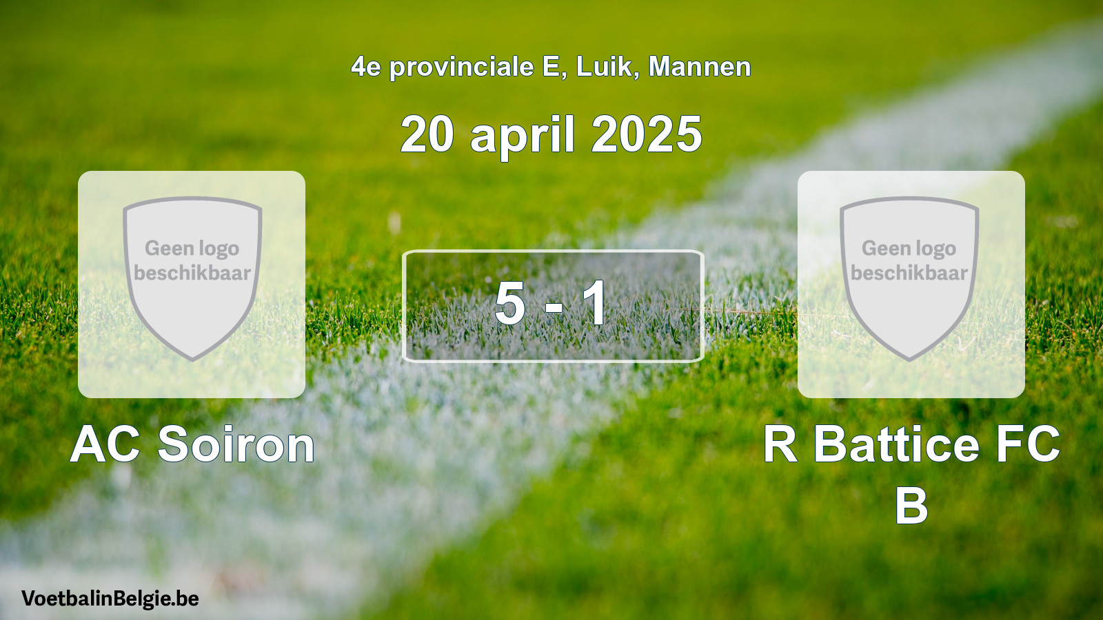 Gespeelde wedstrijd mannenvoetbal: AC Soiron - R Battice FC B 5 - 1 (20 april 2025)