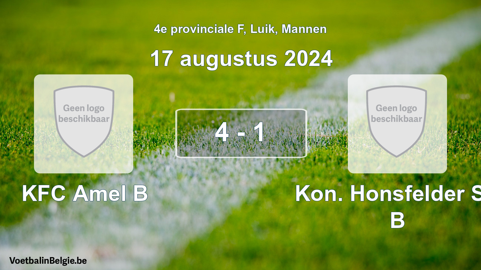 Gespeelde wedstrijd mannenvoetbal: KFC Amel B - Kon. Honsfelder SV B 4 - 1 (17 augustus 2024)