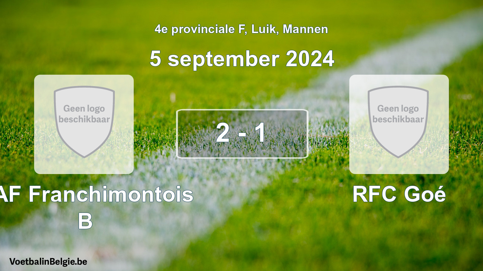 Gespeelde wedstrijd mannenvoetbal: RAF Franchimontois B - RFC Goé 2 - 1 (5 september 2024)