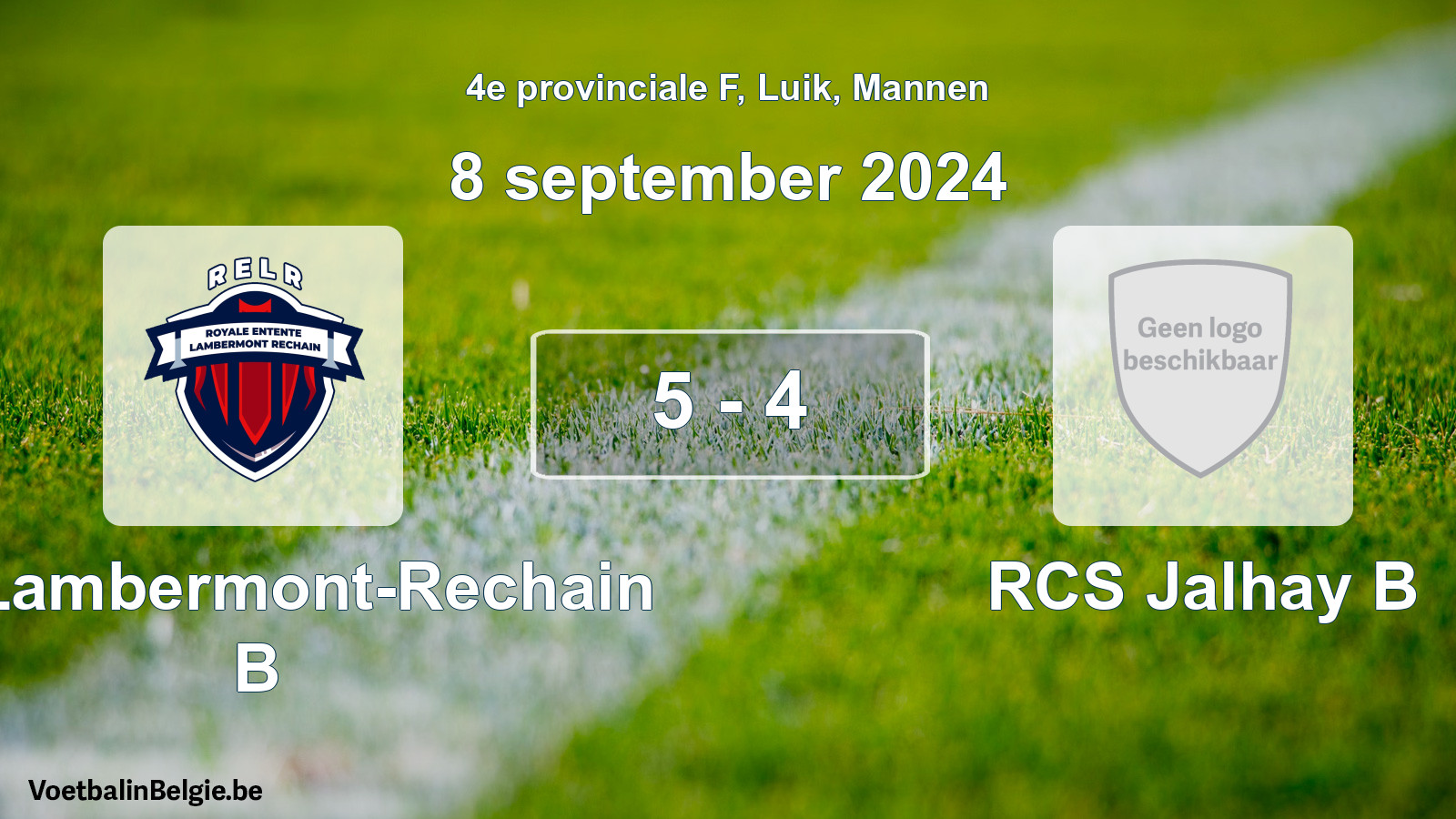 Gespeelde wedstrijd mannenvoetbal: RE Lambermont-Rechain B - RCS Jalhay B 5 - 4 (8 september 2024)