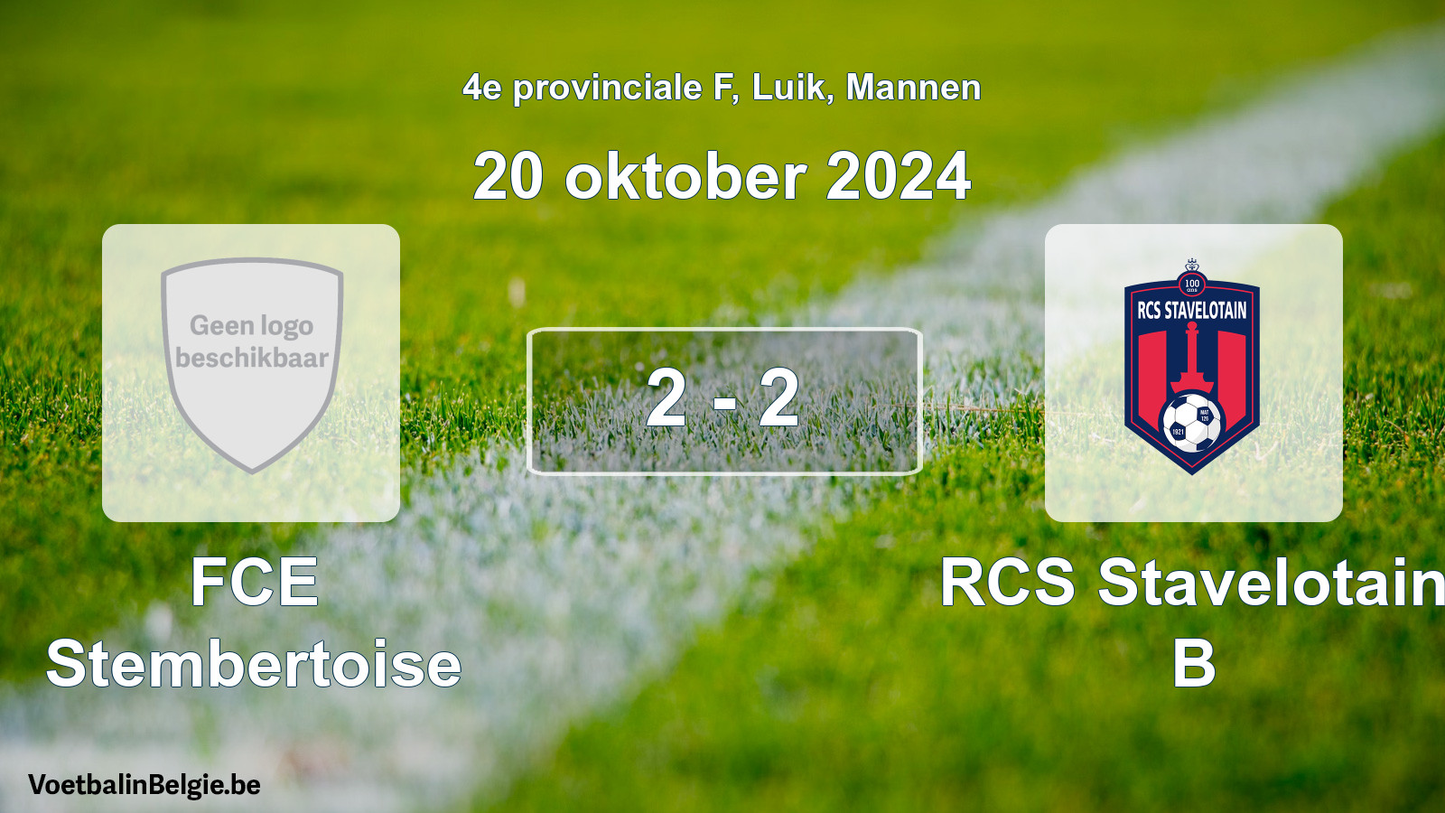 Gespeelde wedstrijd mannenvoetbal: FCE Stembertoise - RCS Stavelotain B 2 - 2 (20 oktober 2024)
