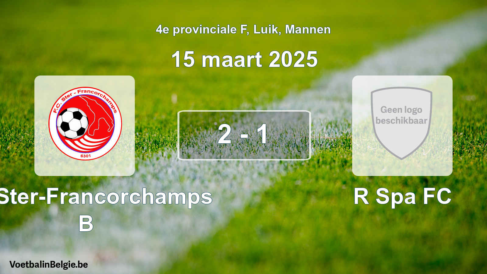 Gespeelde wedstrijd mannenvoetbal: FC Ster-Francorchamps B - R Spa FC 2 - 1 (15 maart 2025)