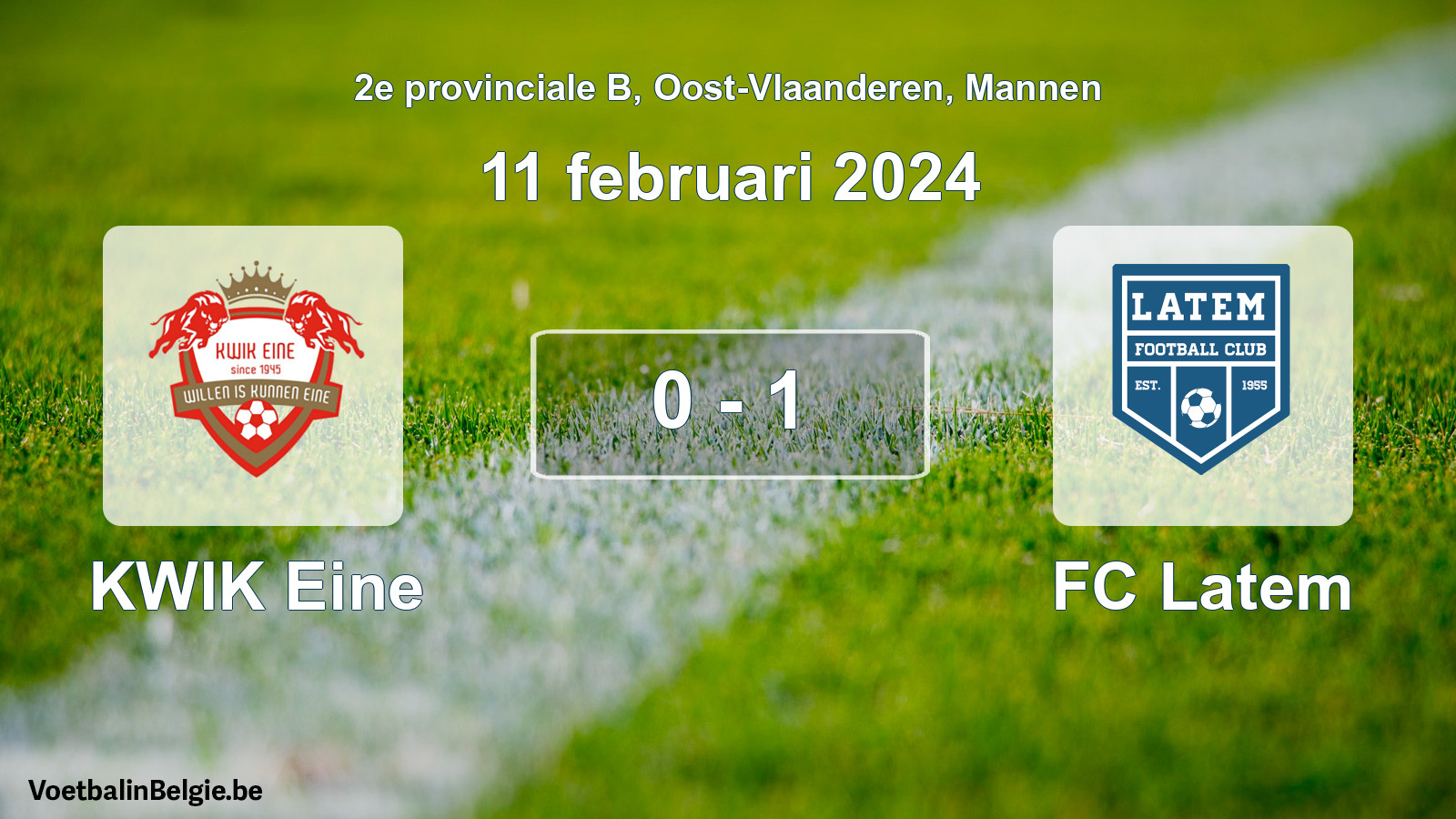 Gespeelde wedstrijd mannenvoetbal: KWIK Eine - FC Latem 0 - 1 (11 februari 2024)