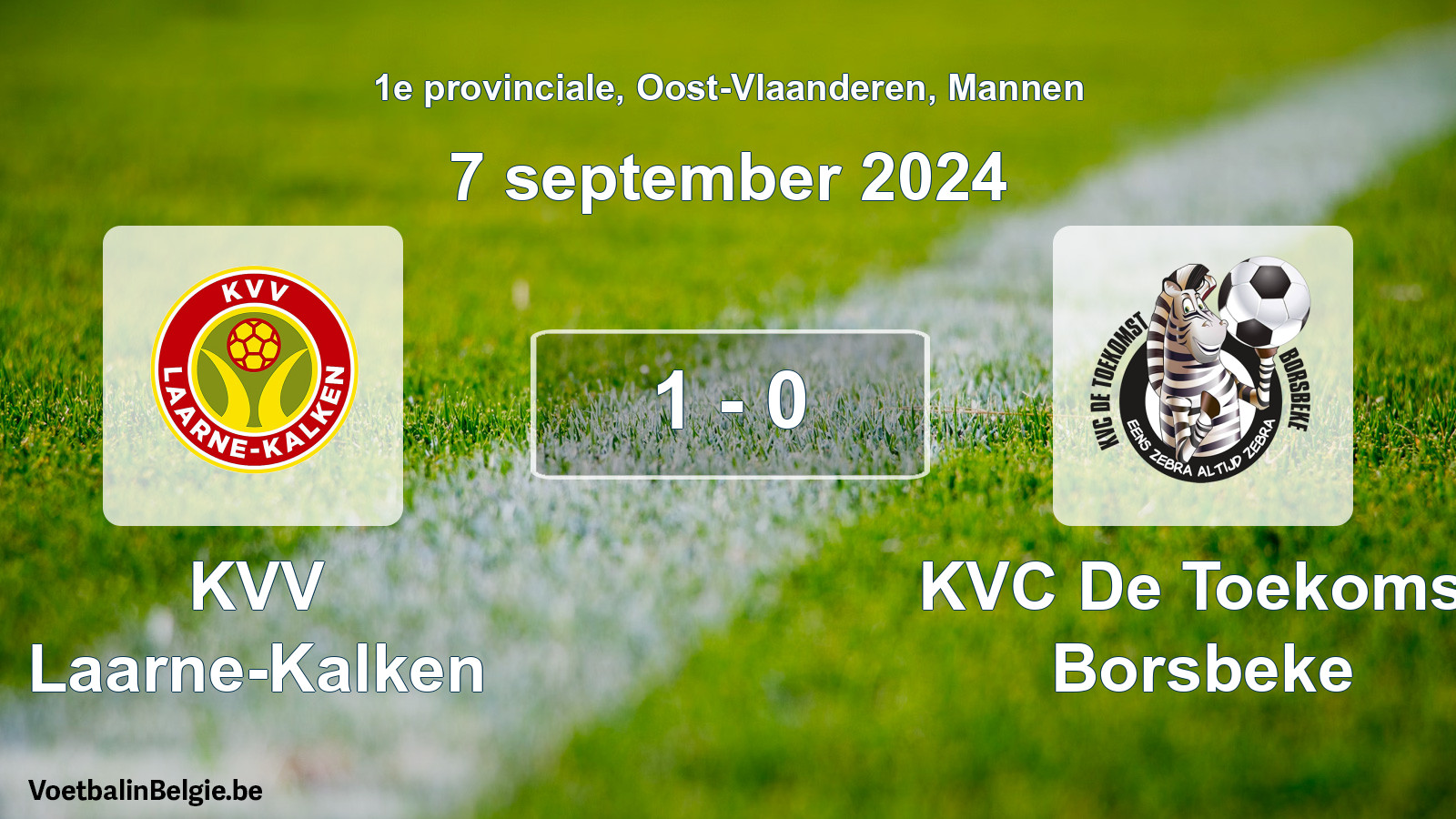 Gespeelde wedstrijd mannenvoetbal: KVV Laarne-Kalken - KVC De Toekomst Borsbeke 1 - 0 (7 september 2024)