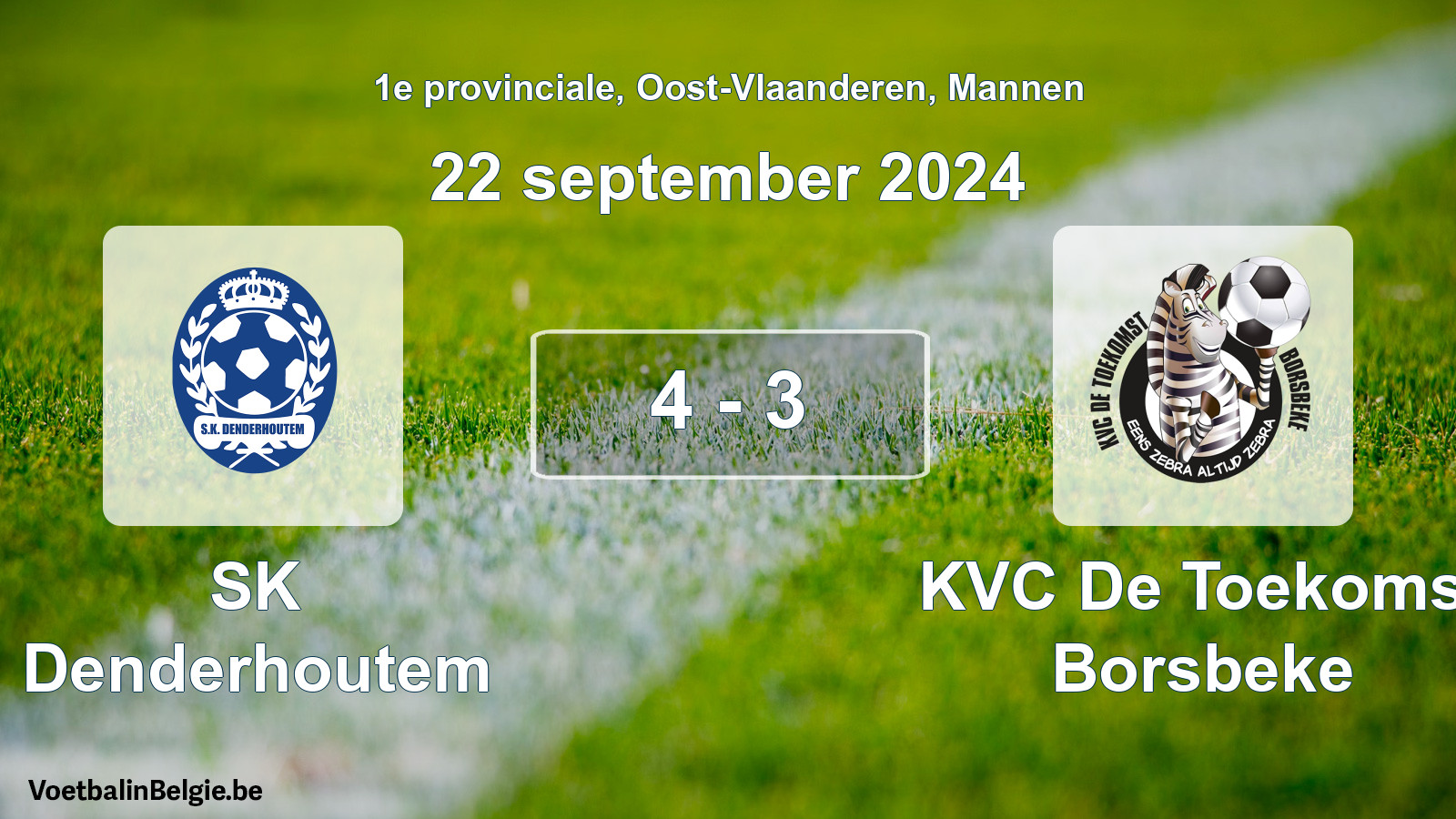 Gespeelde wedstrijd mannenvoetbal: SK Denderhoutem - KVC De Toekomst Borsbeke 4 - 3 (22 september 2024)