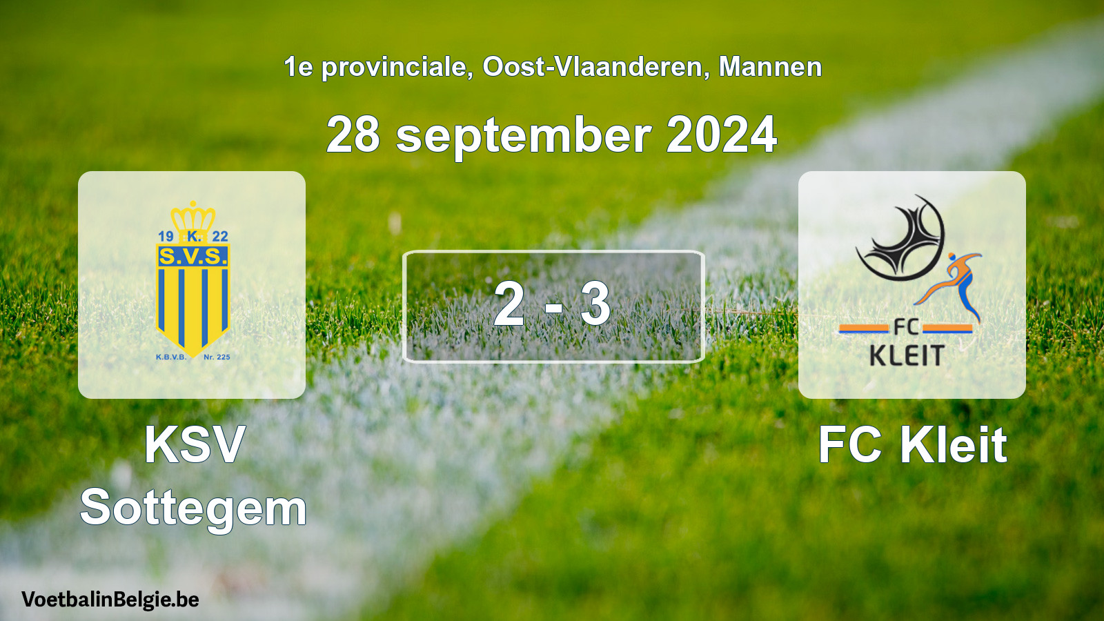 Gespeelde wedstrijd mannenvoetbal: KSV Sottegem - FC Kleit 2 - 3 (28 september 2024)