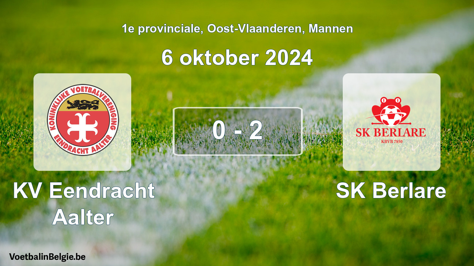 Gespeelde wedstrijd mannenvoetbal: KV Eendracht Aalter - SK Berlare 0 - 2 (6 oktober 2024)