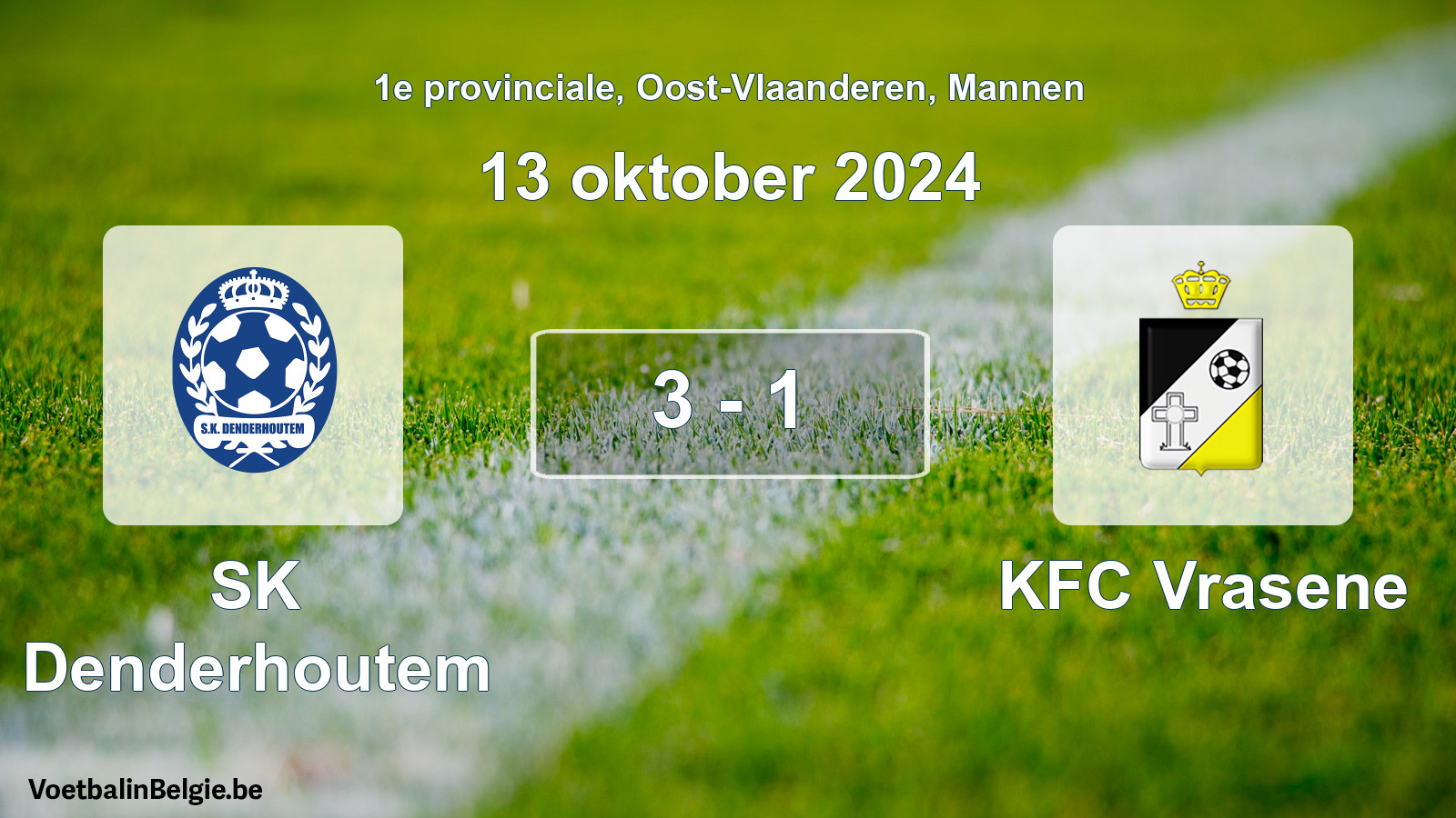 Gespeelde wedstrijd mannenvoetbal: SK Denderhoutem - KFC Vrasene 3 - 1 (13 oktober 2024)